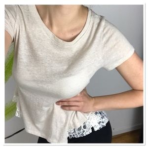 Free People high low lacy short sleeve top